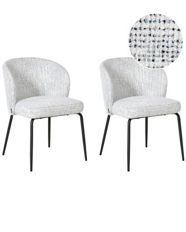 Lot de 2 chaises de salle à manger ZANA Tissu Blanc/bleu