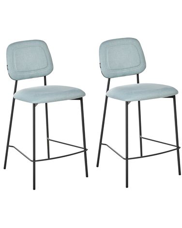Lot de 2 chaises de bar DUETTE Tissu Bleu clair