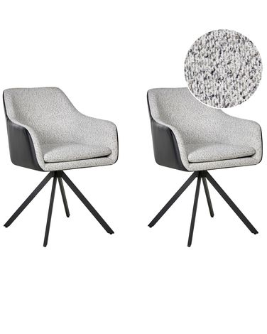 Lot de 2 chaises de salle à manger LITHIA Tissu Noir/blanc
