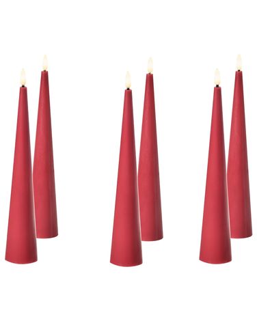 Lot de 6 bougies LED AURUM 28 cm Rouge