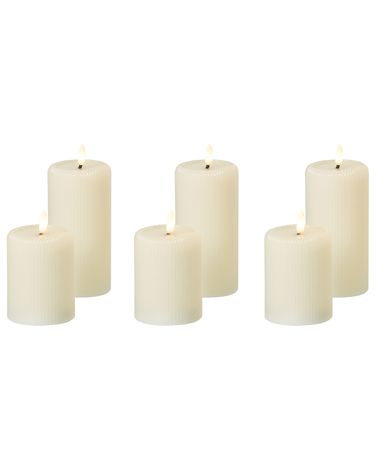 Set van 6 LED kaarsen NOISETTE 10/16 cm Gebroken wit