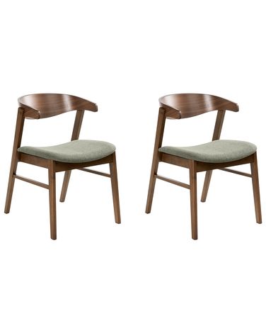 Lot de 2 chaises de salle à manger LILLY Tissu Vert foncé/marron