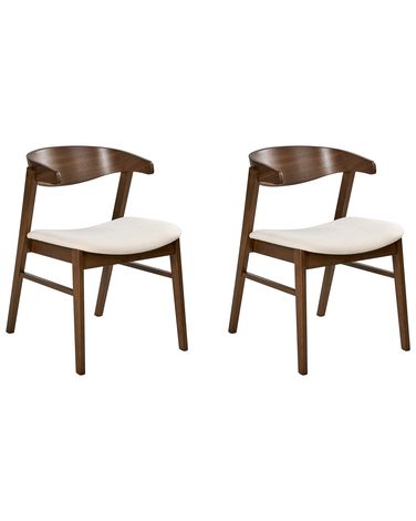 Lot de 2 chaises de salle à manger LILLY Tissu Marron/blanc cassé