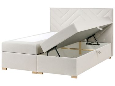 Lit boxspring avec rangement Tissu ESQUIRE 160 x 200 cm Blanc cassé