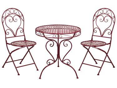 Bistro Set ALBINIA Metal Burgundy