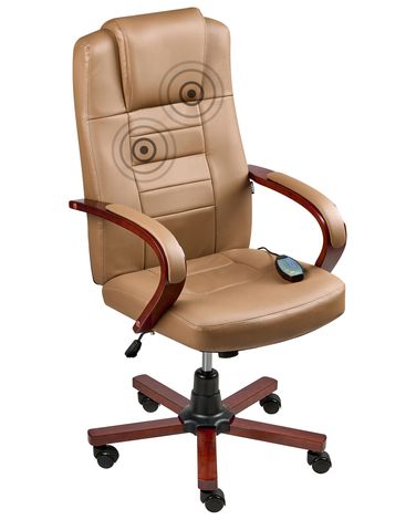 Massagestoel DIAMOND met verwarming Leer Lichtbruin