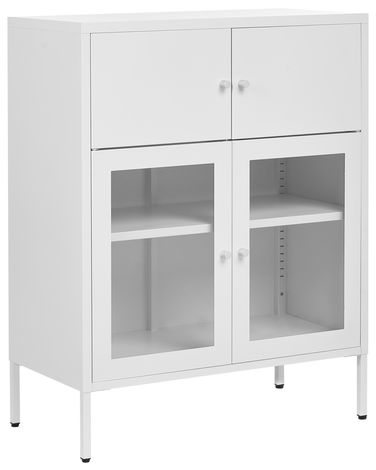 Glass Display Sideboard ESHOLT Metal 80 cm White