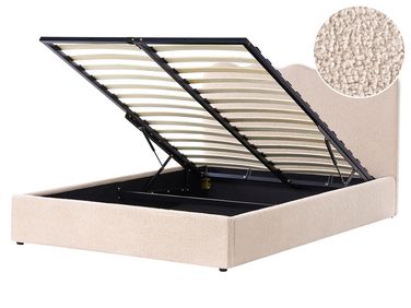 Lit ottoman Bouclé NANTERRE 160 x 200 cm Beige