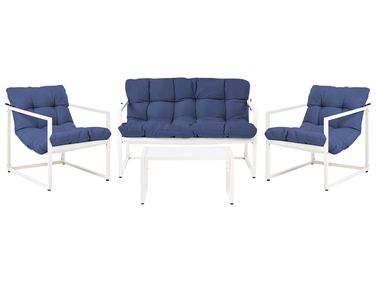 Garden Lounge Set with Table 4 Seater GARDA Metal Blue