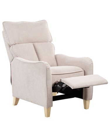 Relaxfauteuil ROYSTON inclusief voetensteun Stof Beige