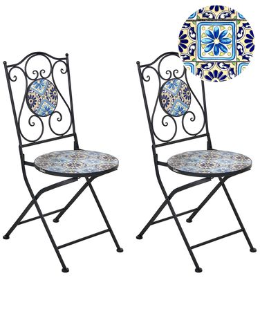 Lot de 2 chaises de jardin AGGIUS Pliant Métal Noir