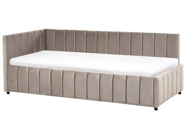 Lit de jour Velours LISIEUX 90 x 200 cm Taupe