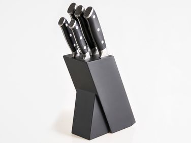 Set van 5 messen in blok IKEDA Zwart