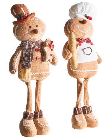 Lot de 2 décorations de Noël EIKEREN Bonhomme de pain d'épice 55 cm Marron