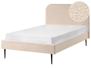 Lit avec sommier Bouclé FLAYAT 120 x 200 cm Beige clair