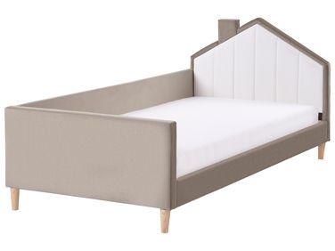 Lit d'enfant Maison Velours KERVAN 90 x 200 cm Taupe