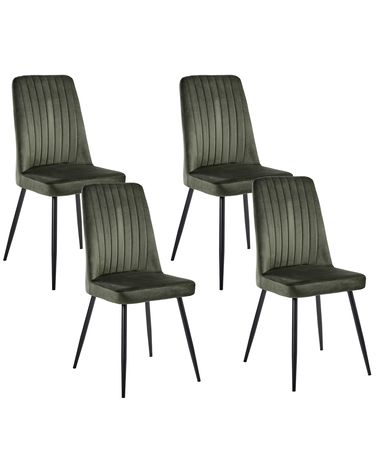 Lot de 4 chaises de salle à manger KIRBY Velours Vert foncé