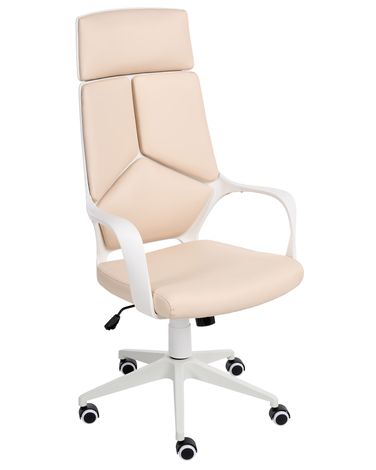 Office Chair DELIGHT Faux Leather Light Beige