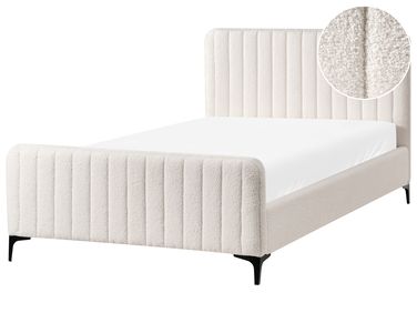 Lit avec sommier Bouclé LUNAN 120 x 200 cm Blanc cassé