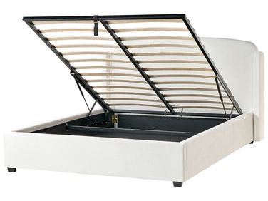 Ottoman Bed Fabric BERNAY 160 x 200 cm (EU King Size) Off-White