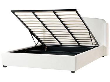 Lit ottoman Tissu BERNAY 180 x 200 cm Blanc cassé