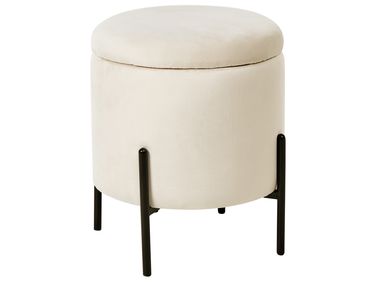 Poef met opbergruimte WENONA Fluweel Lichtbeige