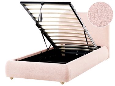 Lit ottoman Bouclé BLAGNAC 90 x 200 cm Rose