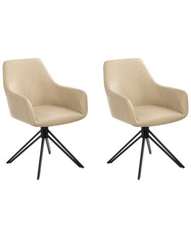Lot de 2 chaises de salle à manger SANSARC Cuir PU Beige