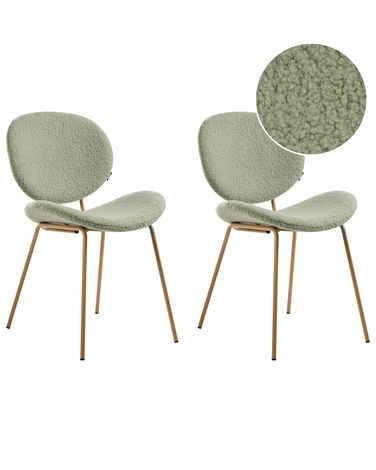Lot de 2 chaises de salle à manger LUANA Bouclé Vert clair