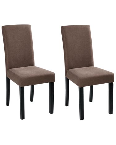 Lot de 2 chaises de salle à manger BROADWAY Tissu Marron