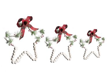 Set van 3 hangende decoraties LED KALLAVESI Ster 25/30/35 cm Wit