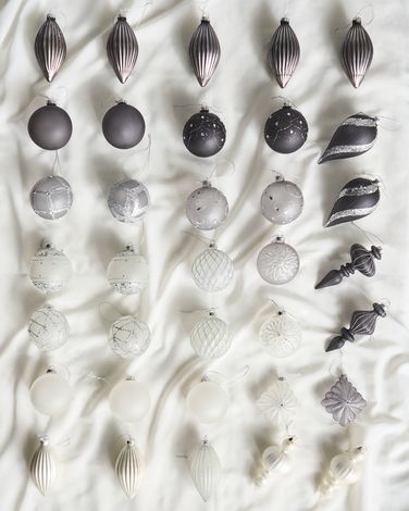 Lot de 35 boules FROSTFALL Verre Gris