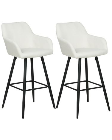 Lot de 2 chaises de bar CASMALIA Velours Blanc cassé