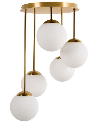 Lampes suspension à 5 lumières RIANA Métal Laiton