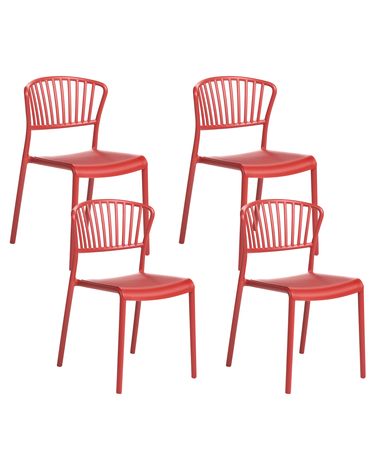 Lot de 4 chaises de jardin GELA Rouge