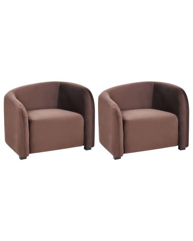 Set van 2 fauteuils VELTADA Fluweel Donkerbruin