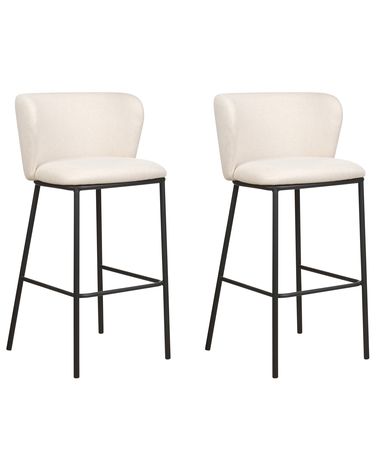 Lot de 2 chaises de bar MINA Blanc cassé