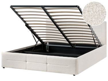 Lit ottoman Bouclé MASSOGNES 160 x 200 cm Blanc cassé