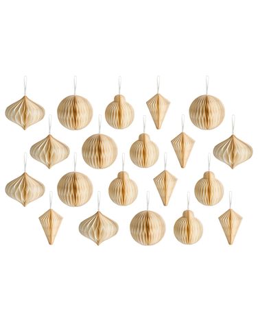 Lot de 20 décorations pour sapin de Noël JOLSTRA Papier Beige