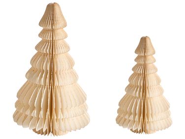 Lot de 2 figurines SKJOMA Arbre de Noël 15/20 cm Beige