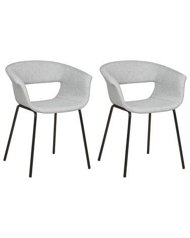 Lot de 2 chaises de salle à manger ELMA Tissu Gris clair