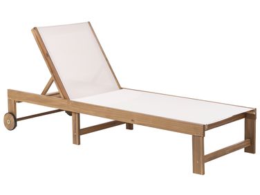 Ligstoel PEDESINA kantelbaar Acaciahout Beige