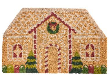 Paillasson SELATNA Naturel 50 x 80 cm Motif de Noël Fibre de coco