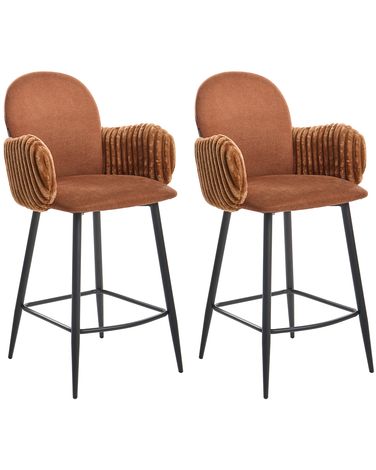 Lot de 2 chaises de bar AMITY Tissu Marron