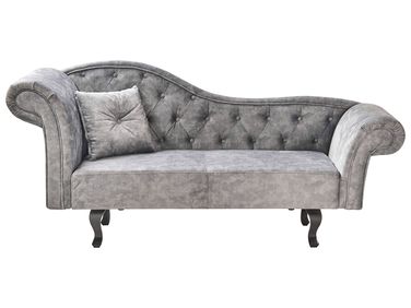 Left-Hand Chaise Longue LATTES II Velvet Grey