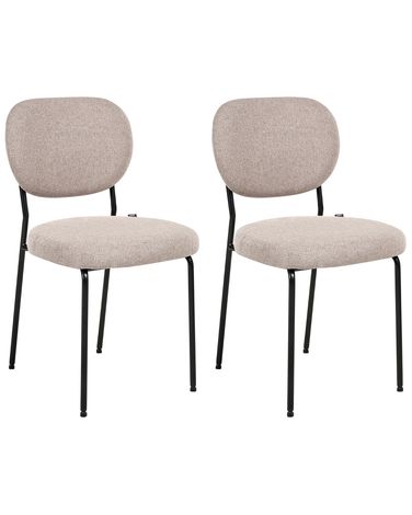 Lot de 2 chaises de salle à manger LOLETA Tissu Marron clair