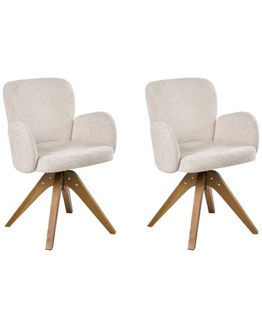 Lot de 2 chaises de salle à manger JEAN Tissu Beige clair