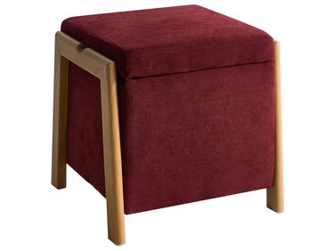 Poef met opbergruimte EDLAND Stof 45 cm 43 cm Bordeauxrood