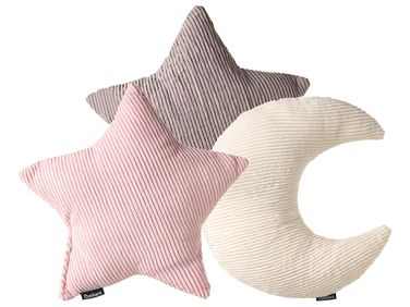 Lot de 3 coussins décoratifs LUNA Velours côtelé 35 x 30 cm 35 x 35 cm Multicolore Unicolore