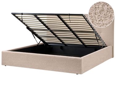 Lit ottoman Bouclé LORIENT 180 x 200 cm Beige